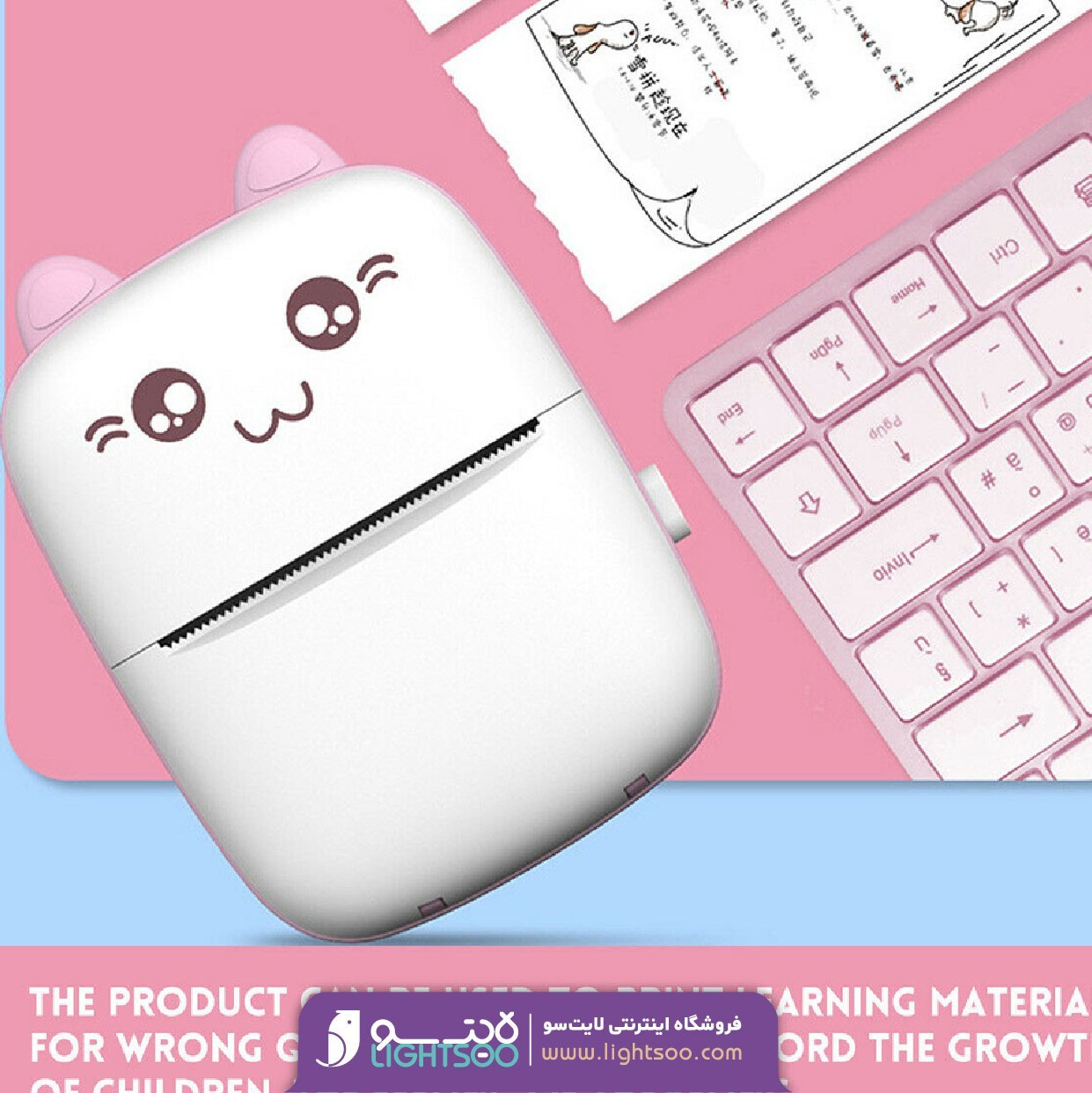پرینتر حرارتی بی مدل Mini Printer طرح گربه
